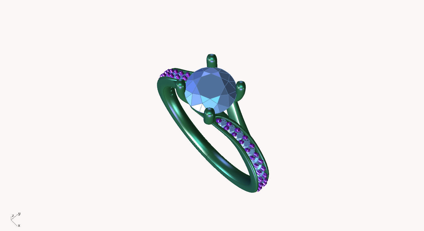 cr-04 person engagement ring gold 3D print model_3