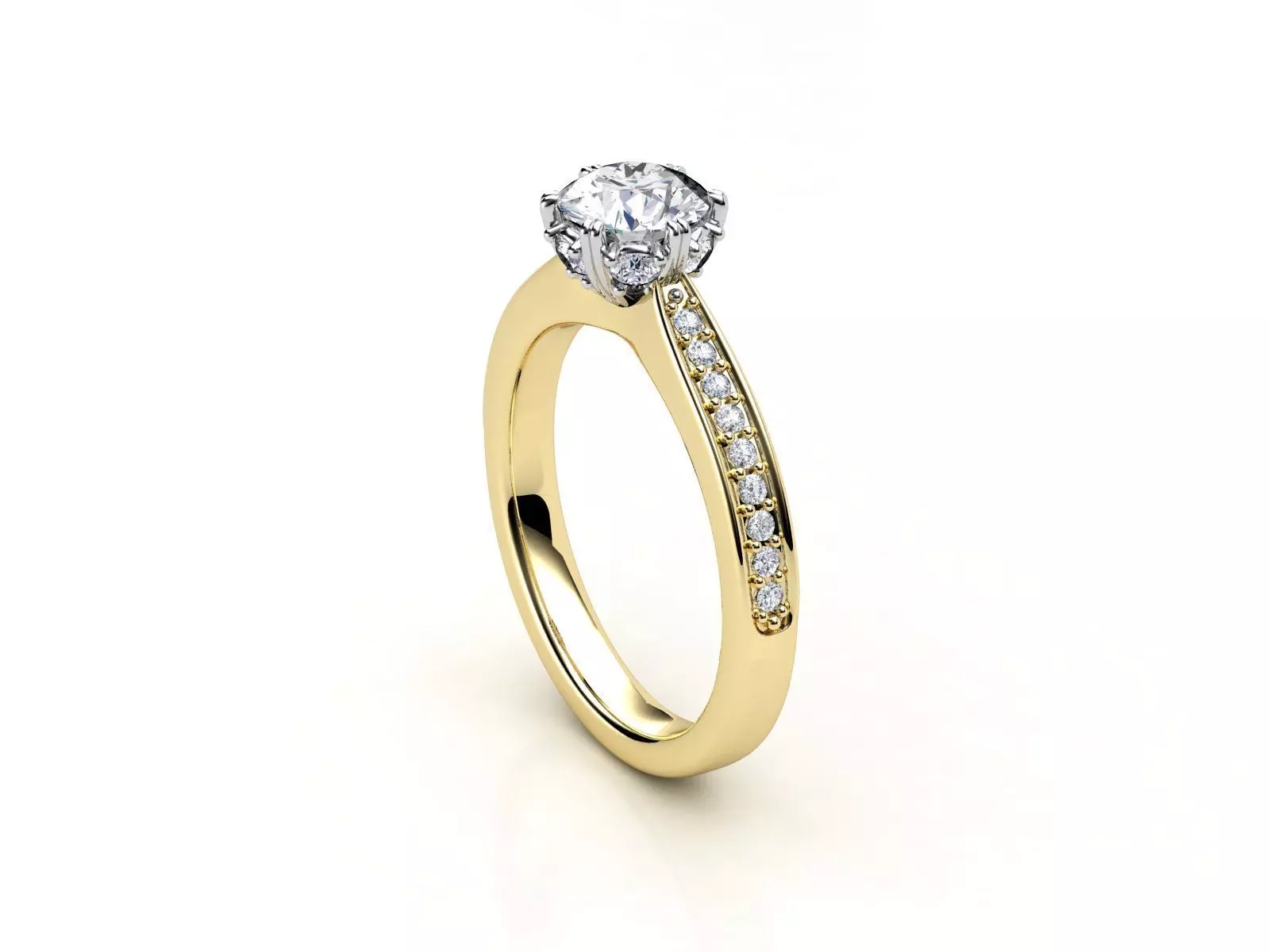 cr-05 gold engagement ring with diamonds 3D print model_0