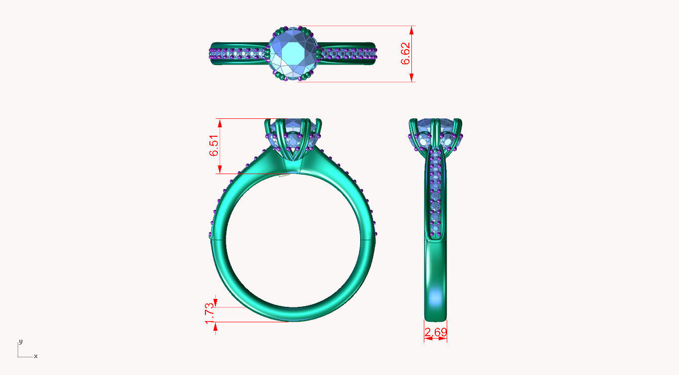 cr-05 gold engagement ring with diamonds 3D print model_4