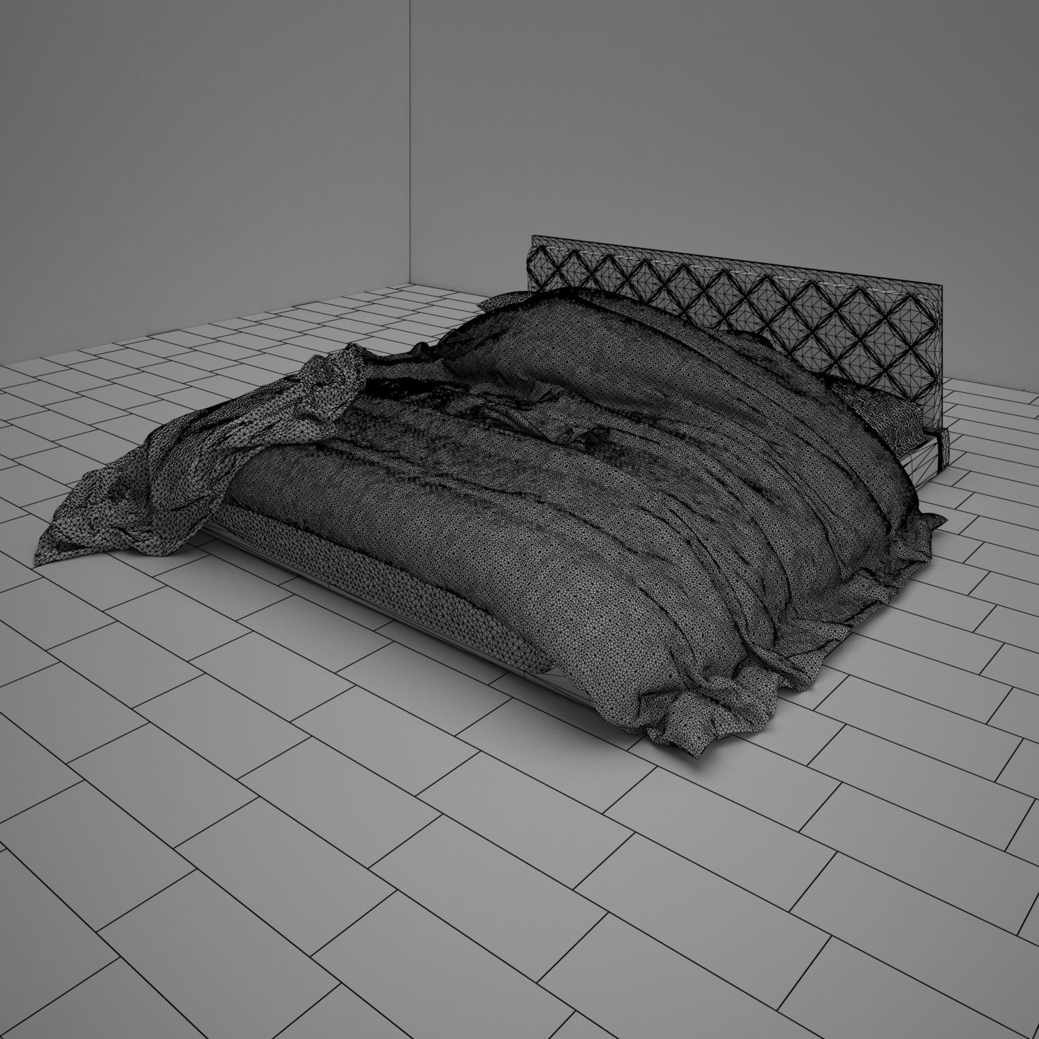 Double bed 3D model_4