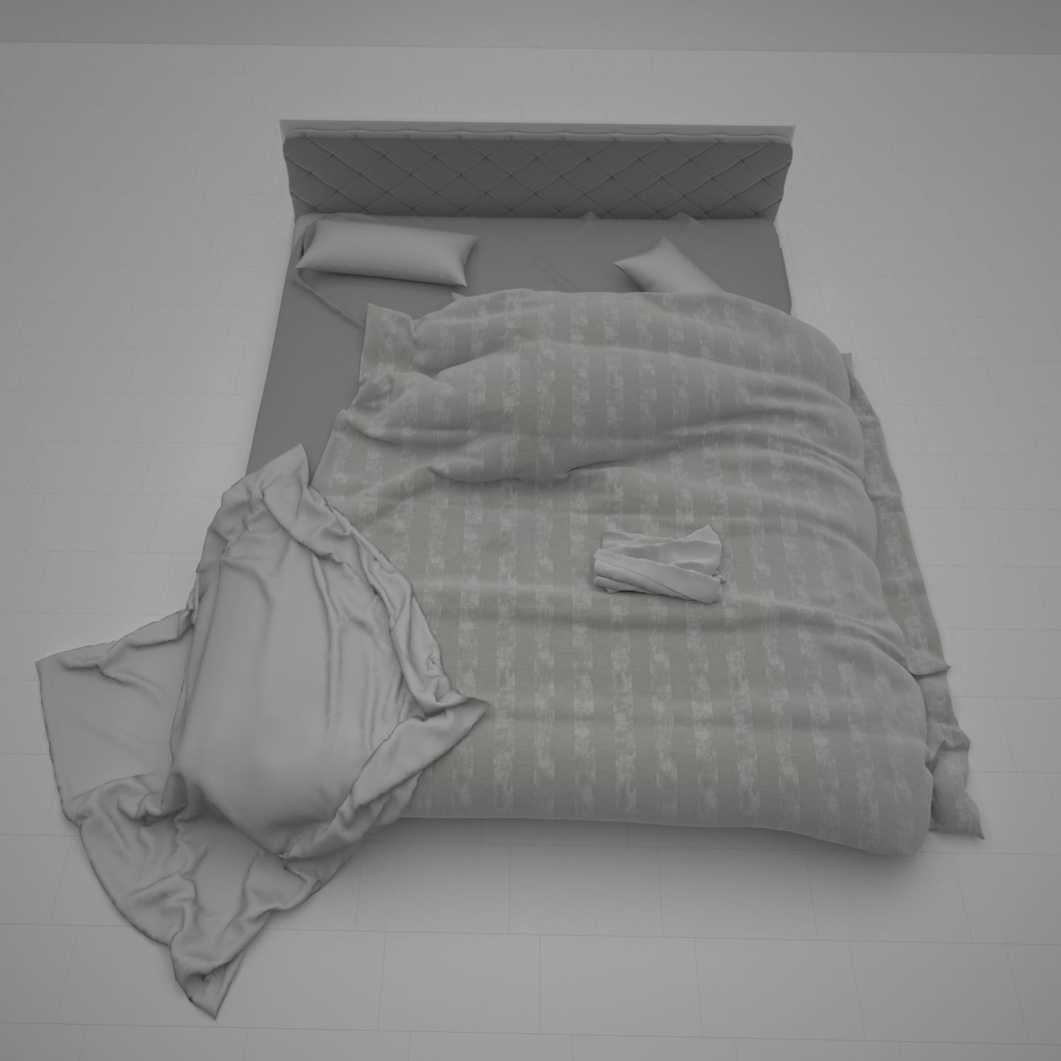 Double bed 3D model_3