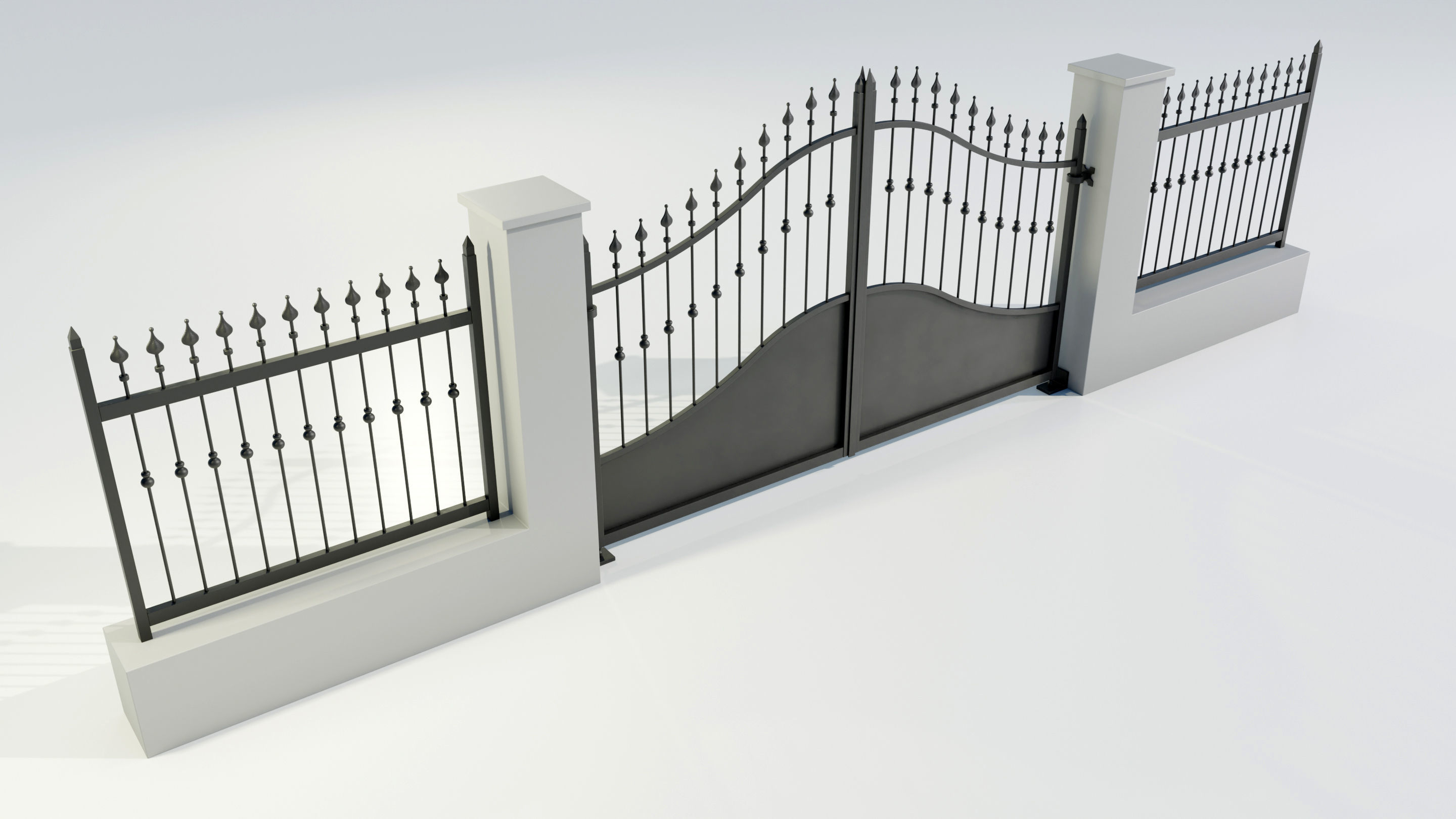 Wrought Iron Gate 4 3D model_2