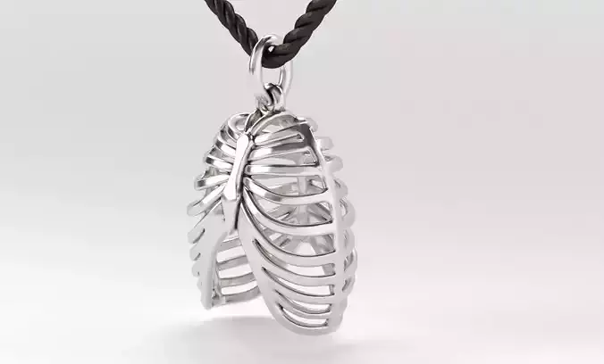 silver or gold human ribs pendant