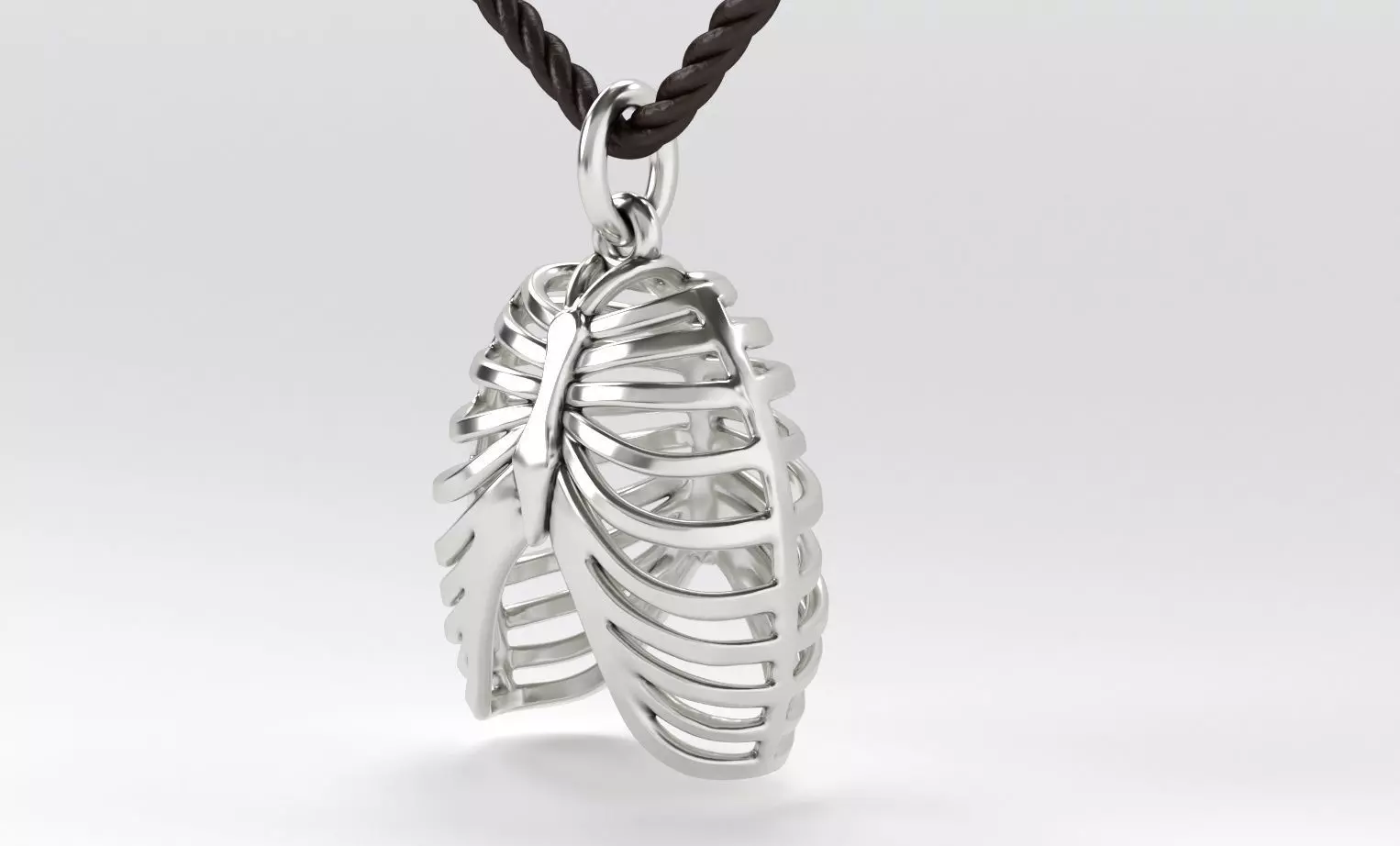 silver or gold human ribs pendant 3D print model