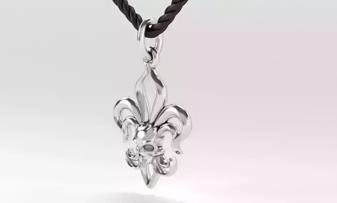 silver pendant skull with lily 
