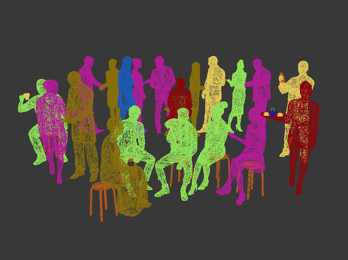 20x LOW POLY ELEGANT BUSINESS CASUAL CAFE PEOPLE CROWD Low-poly 3D model_14