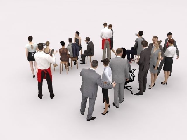 20x LOW POLY ELEGANT BUSINESS CASUAL CAFE PEOPLE CROWD Low-poly 3D model_7