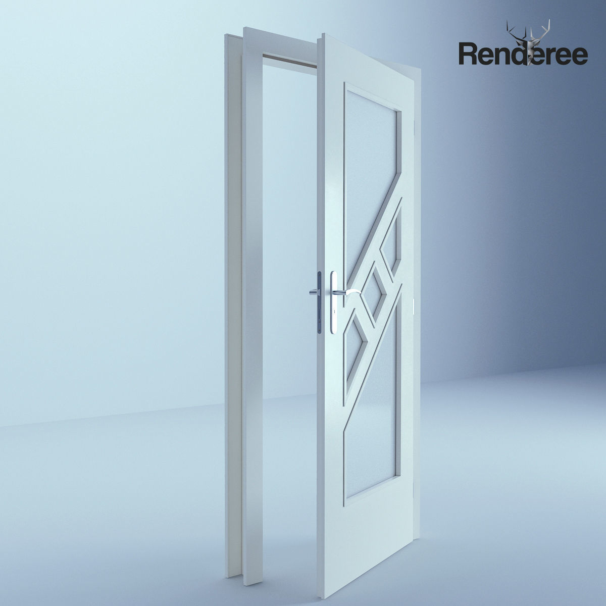 Indoor Outdoor White Door Set 3 3D model_29