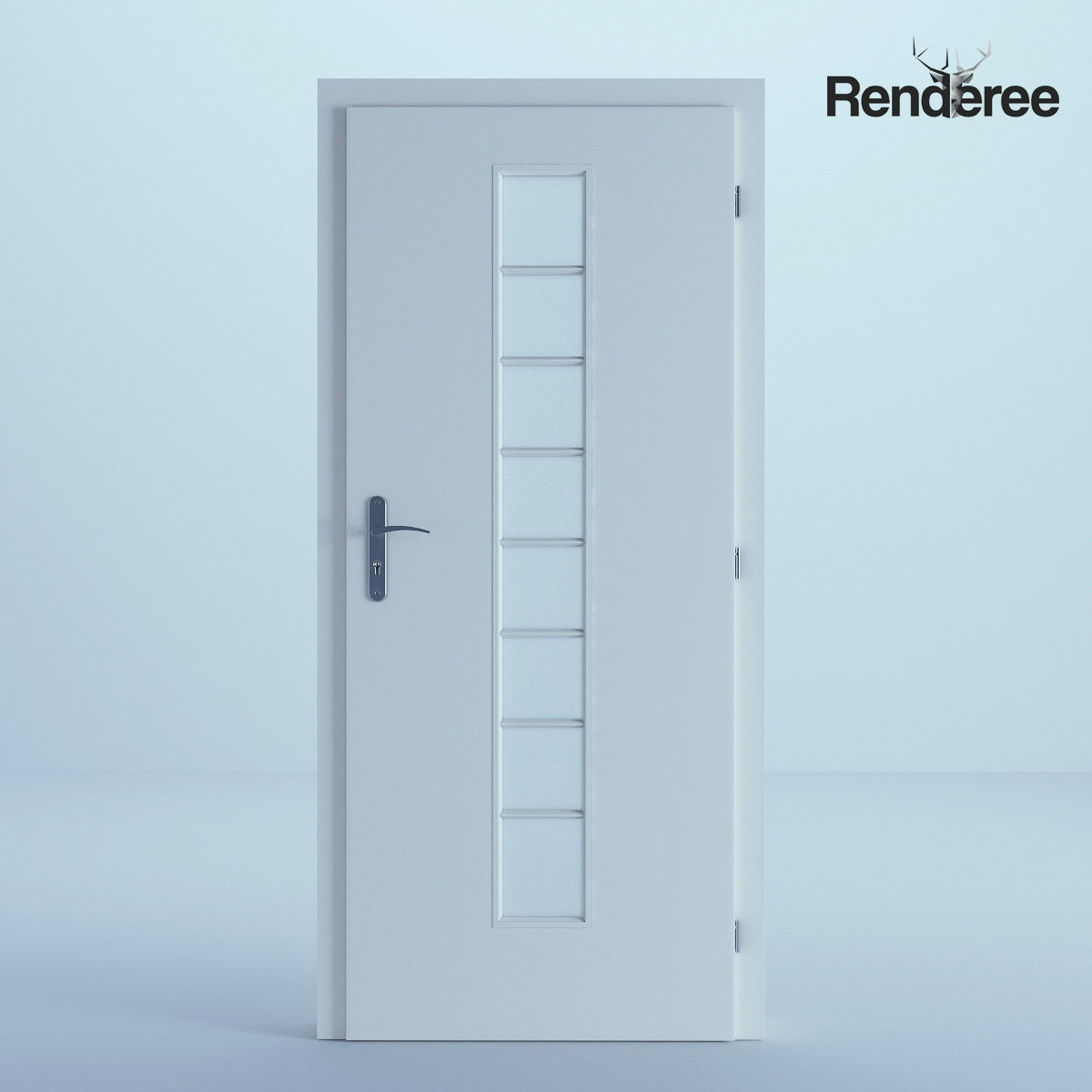 Indoor Outdoor White Door Set 3 3D model_1