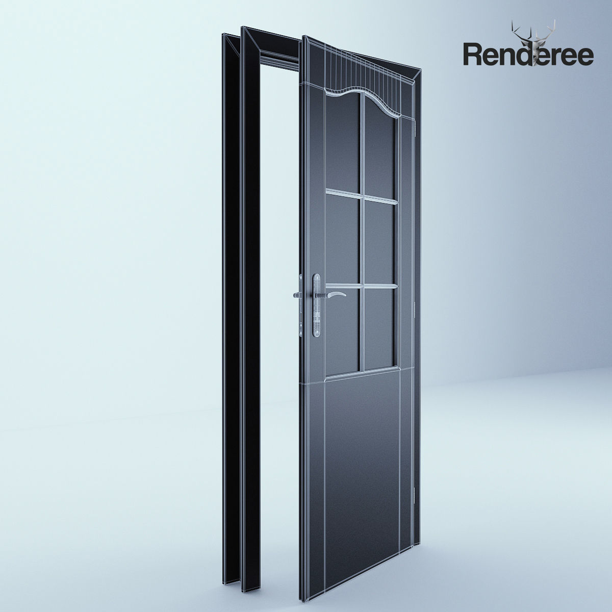 Indoor Outdoor White Door Set 3 3D model_9