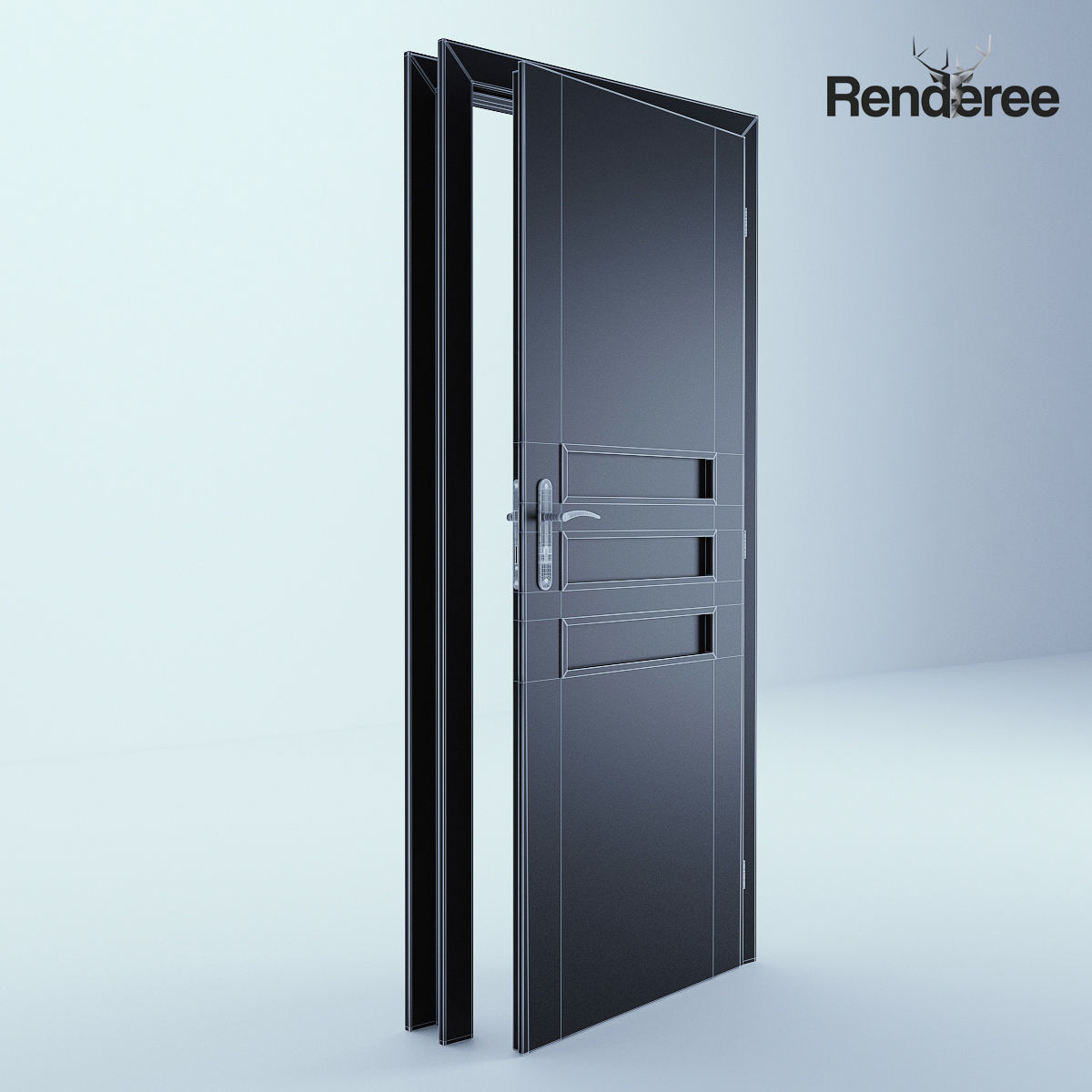 Indoor Outdoor White Door Set 3 3D model_33