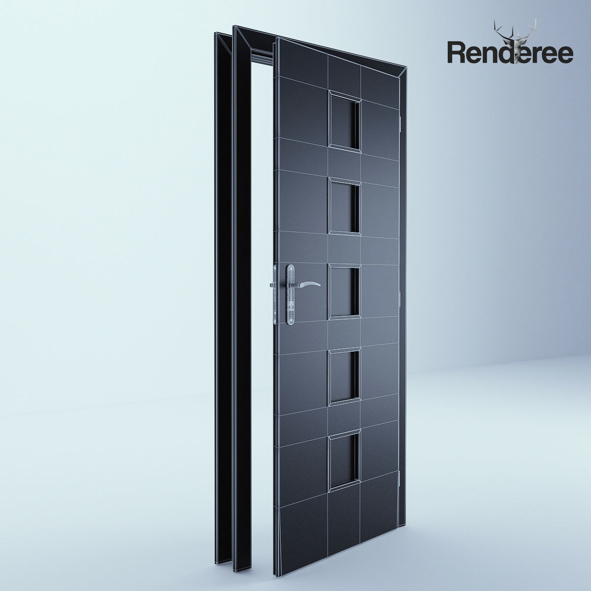 Indoor Outdoor White Door Set 3 3D model_21