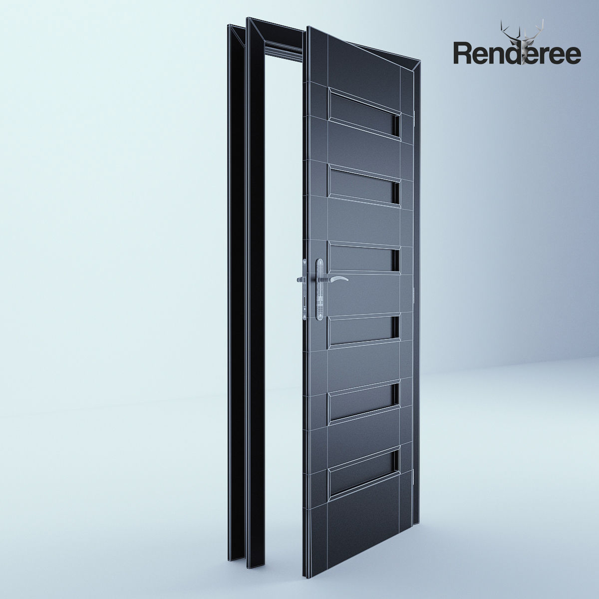 Indoor Outdoor White Door Set 3 3D model_42