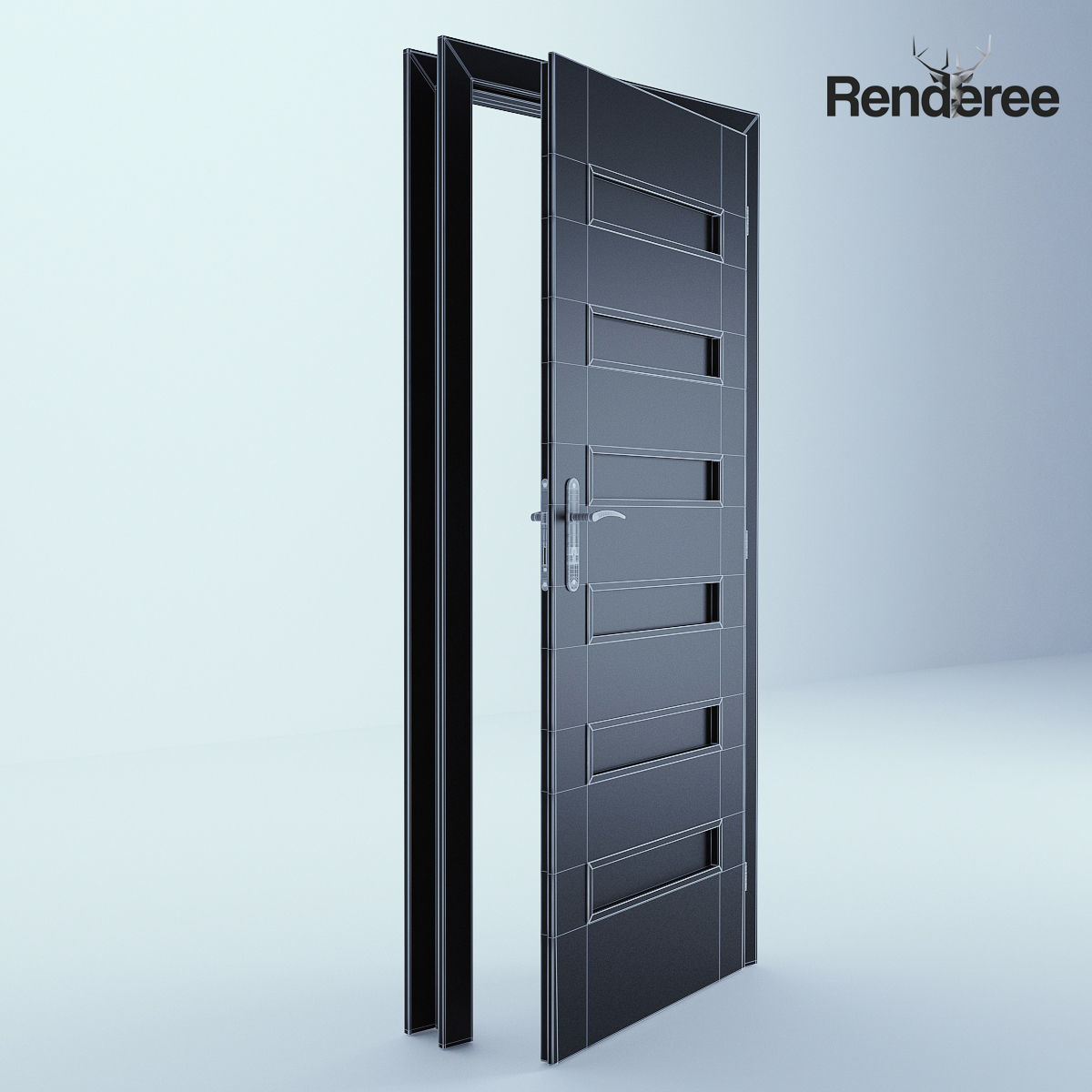 Indoor Outdoor White Door Set 3 3D model_39