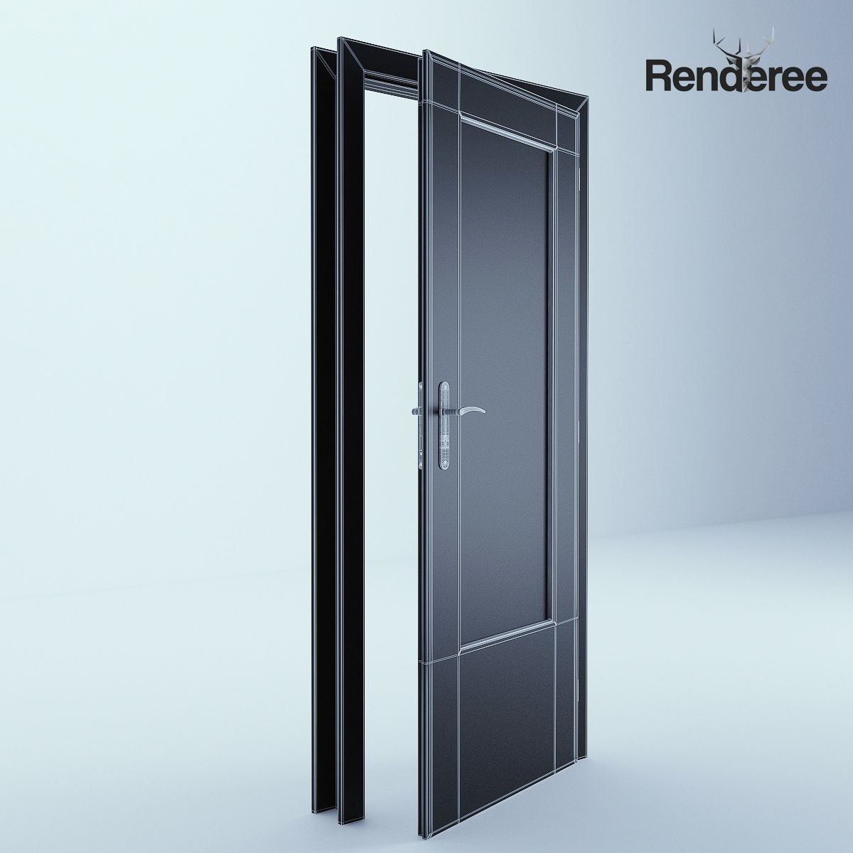 Indoor Outdoor White Door Set 3 3D model_6