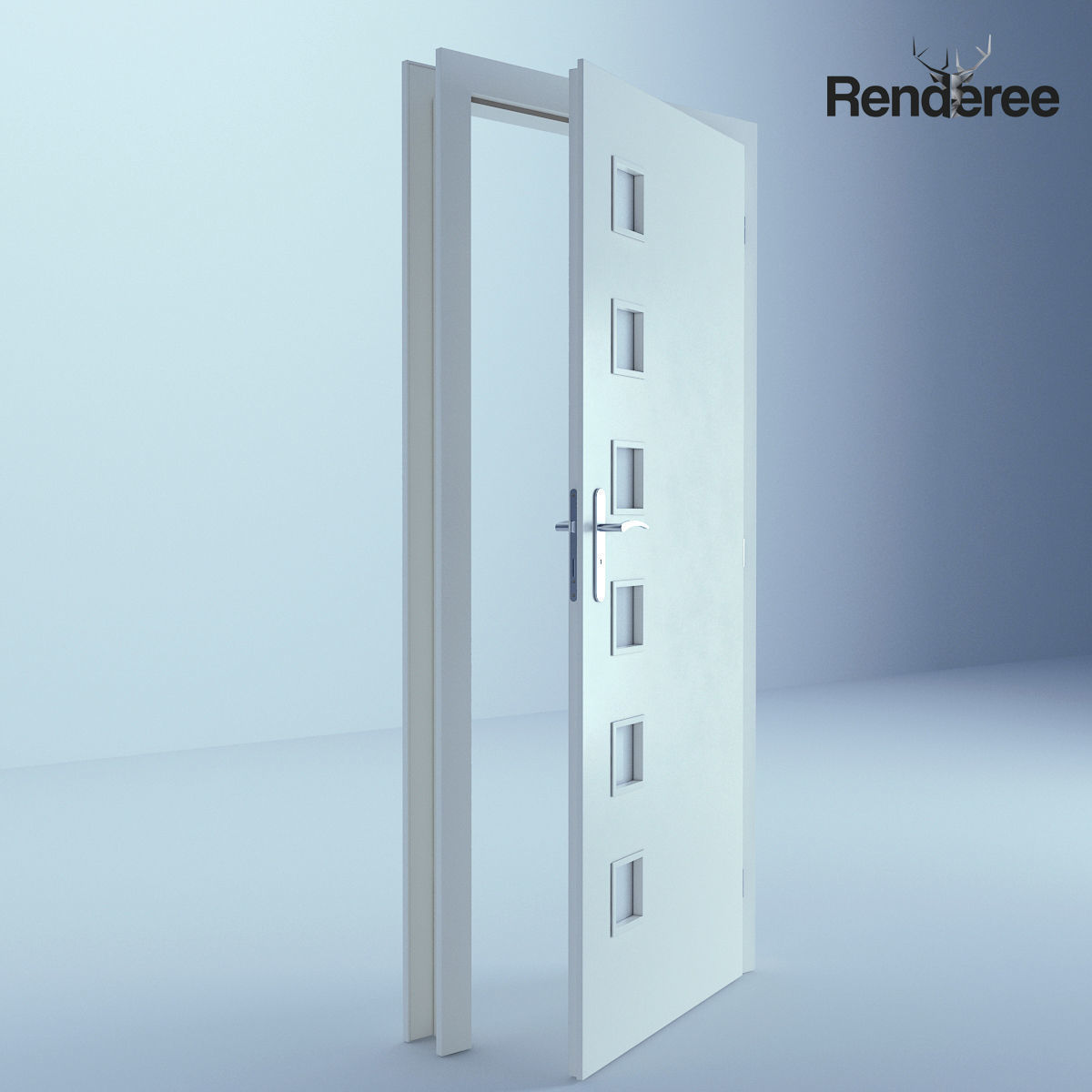 Indoor Outdoor White Door Set 3 3D model_14