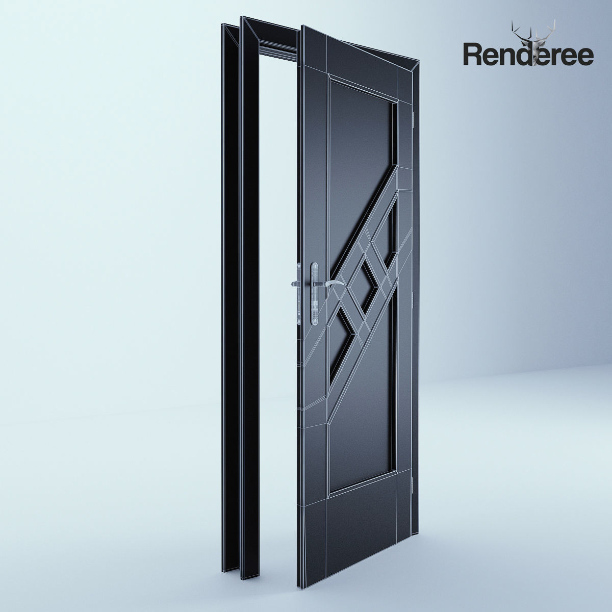 Indoor Outdoor White Door Set 3 3D model_27