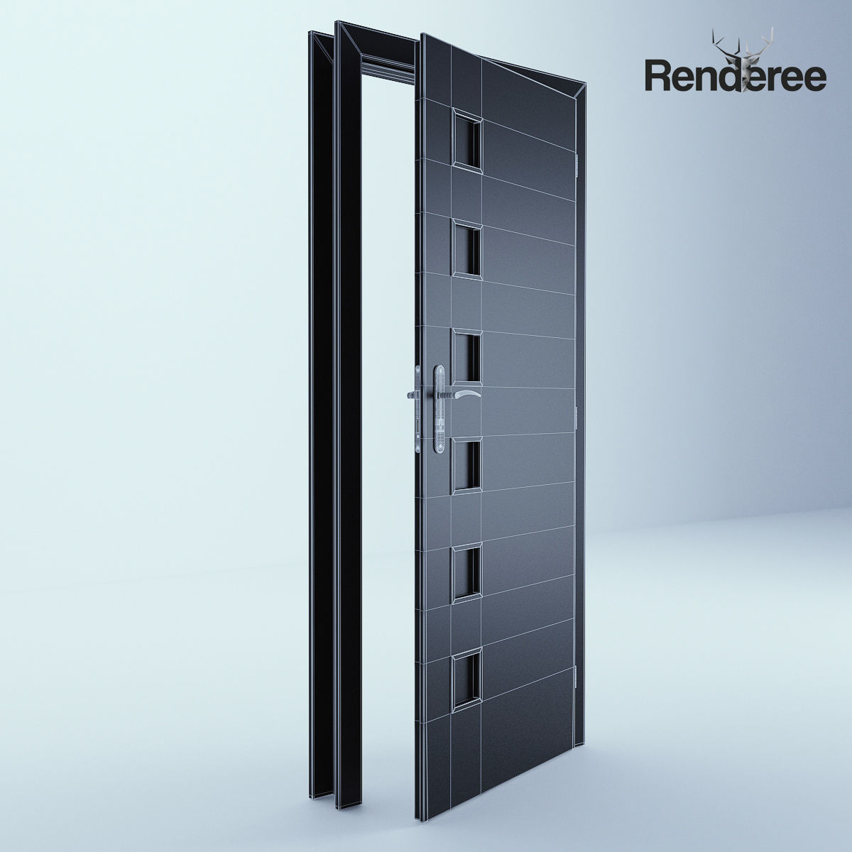 Indoor Outdoor White Door Set 3 3D model_12