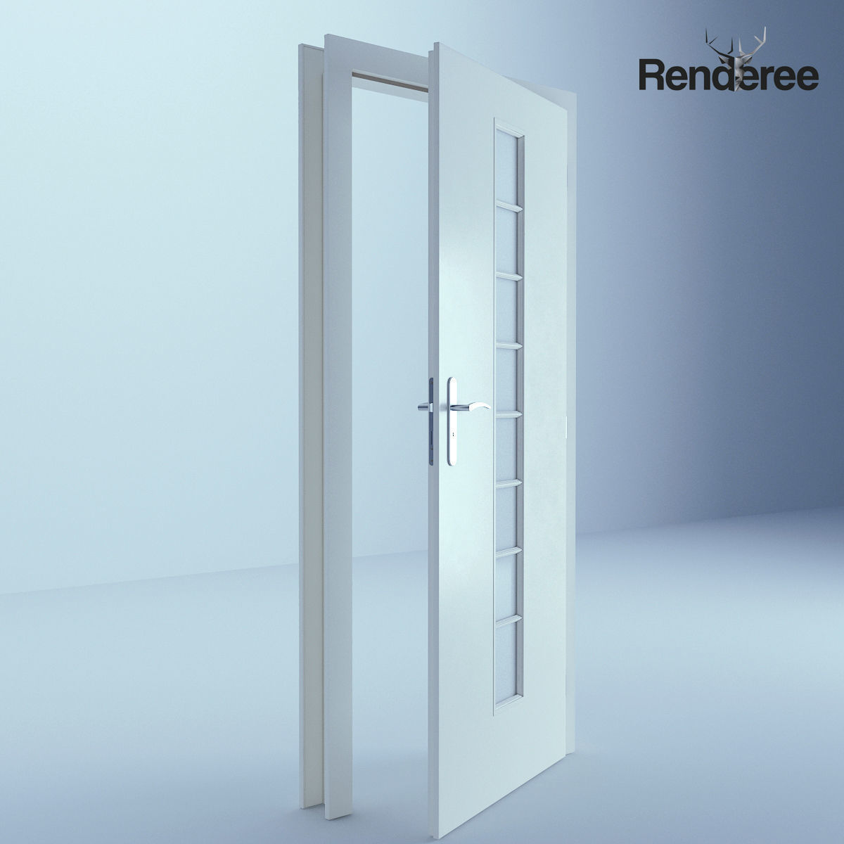 Indoor Outdoor White Door Set 3 3D model_2