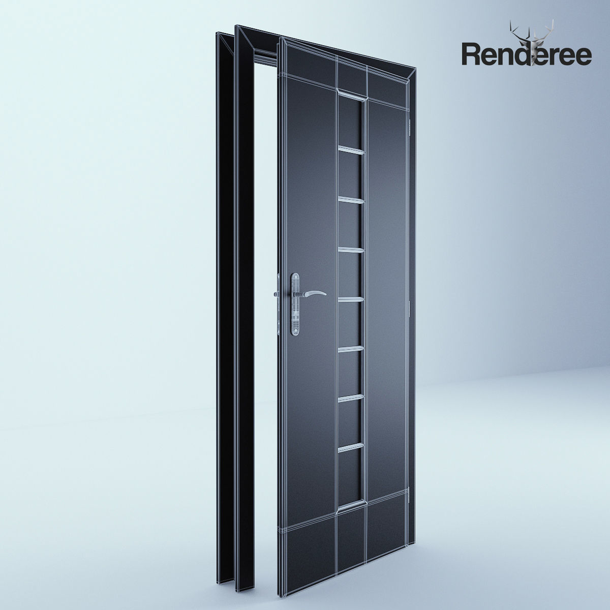 Indoor Outdoor White Door Set 3 3D model_3