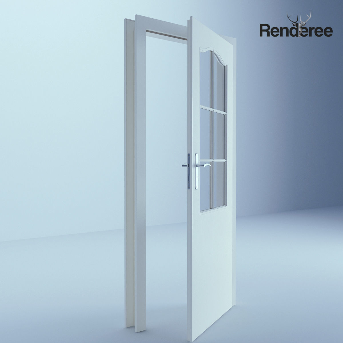 Indoor Outdoor White Door Set 3 3D model_8