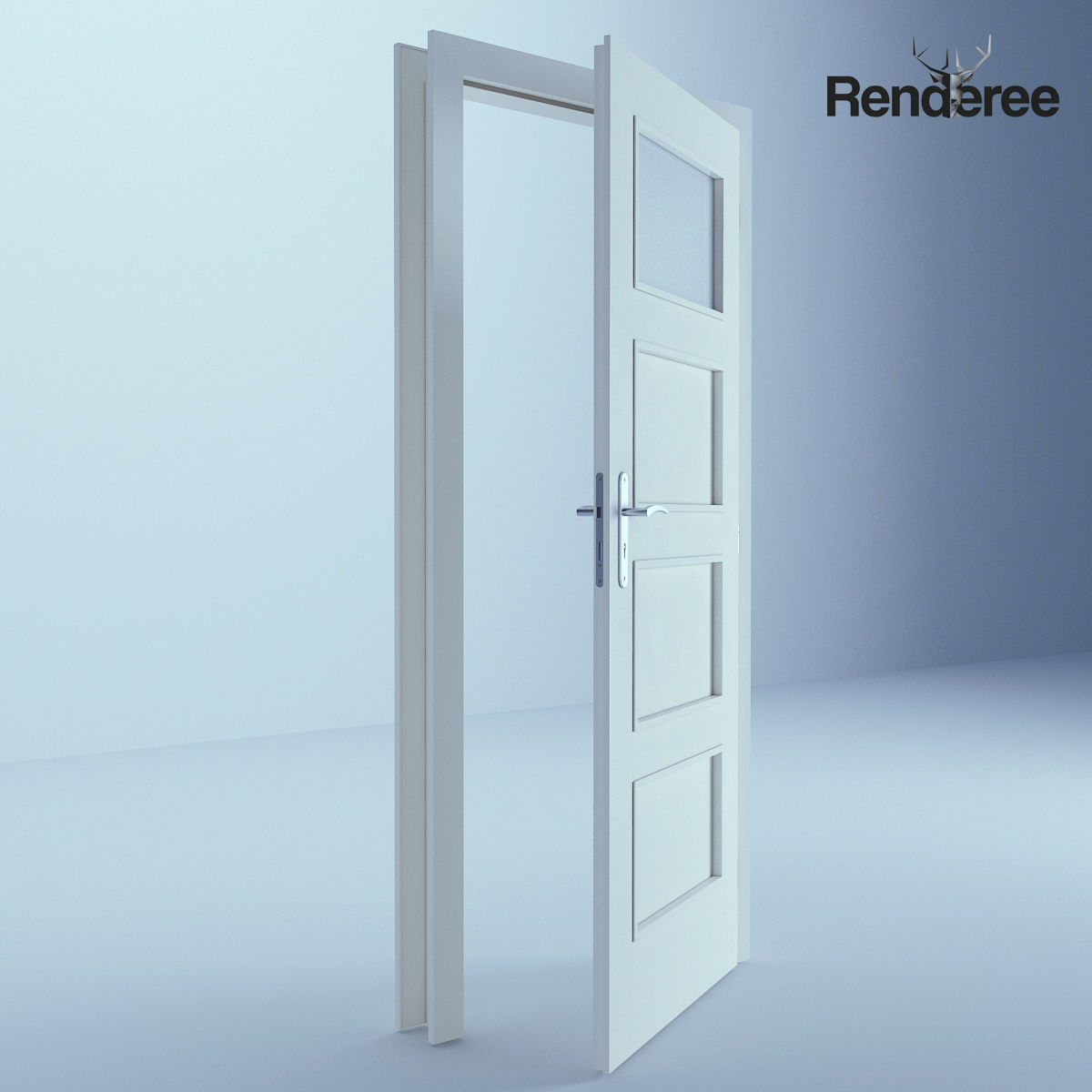 Indoor Outdoor White Door Set 3 3D model_50