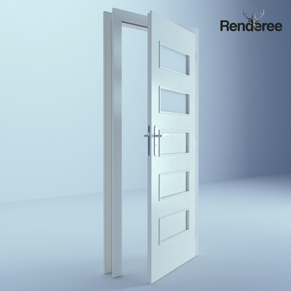 Indoor Outdoor White Door Set 3 3D model_44
