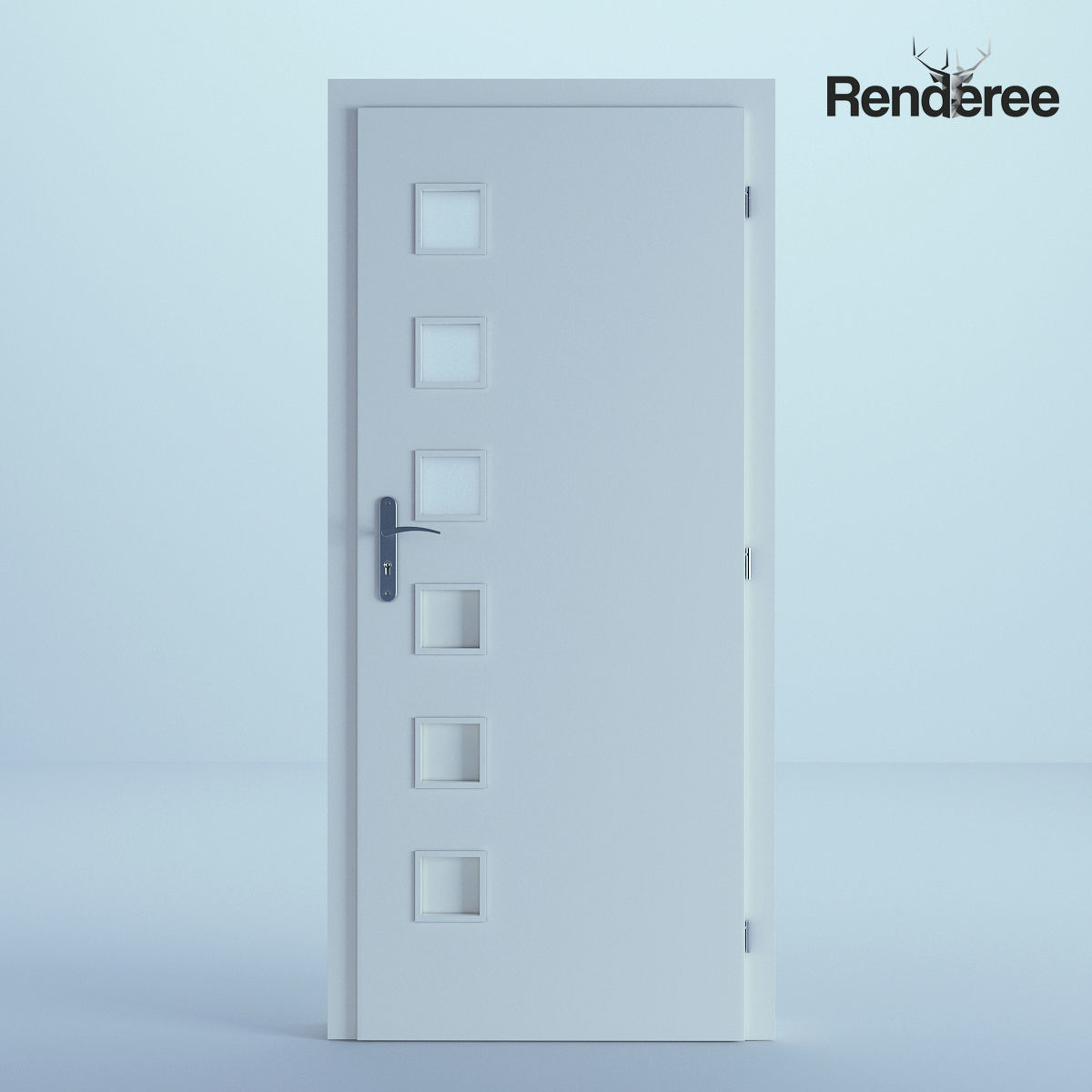 Indoor Outdoor White Door Set 3 3D model_10