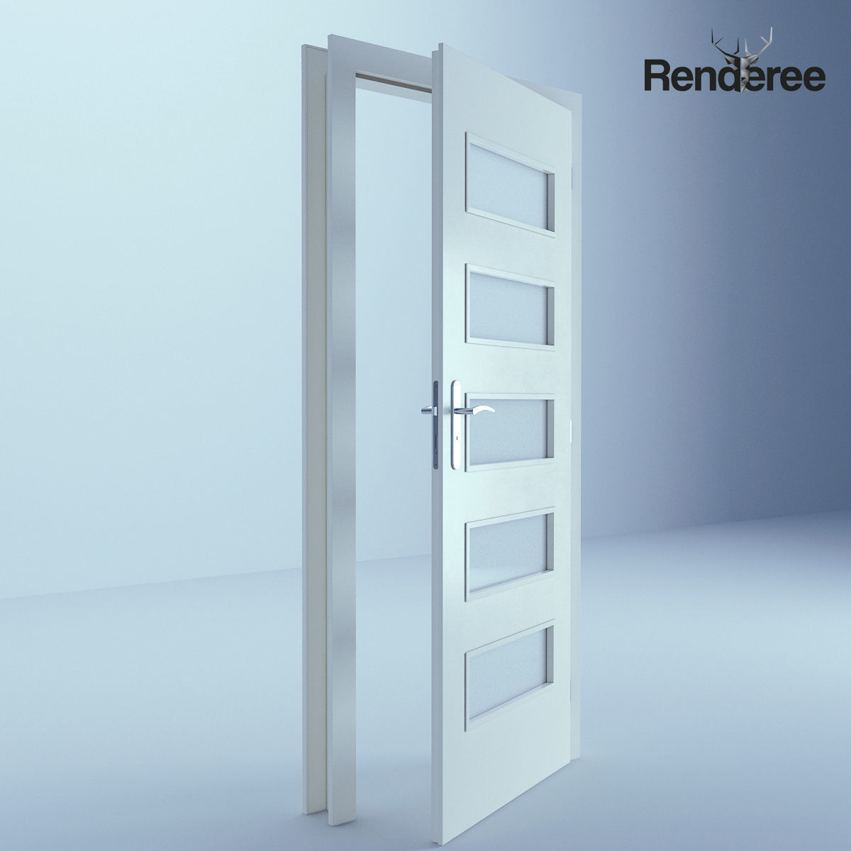 Indoor Outdoor White Door Set 3 3D model_47