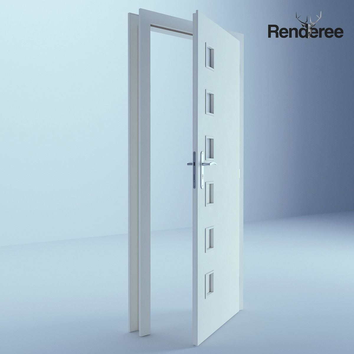 Indoor Outdoor White Door Set 3 3D model_11
