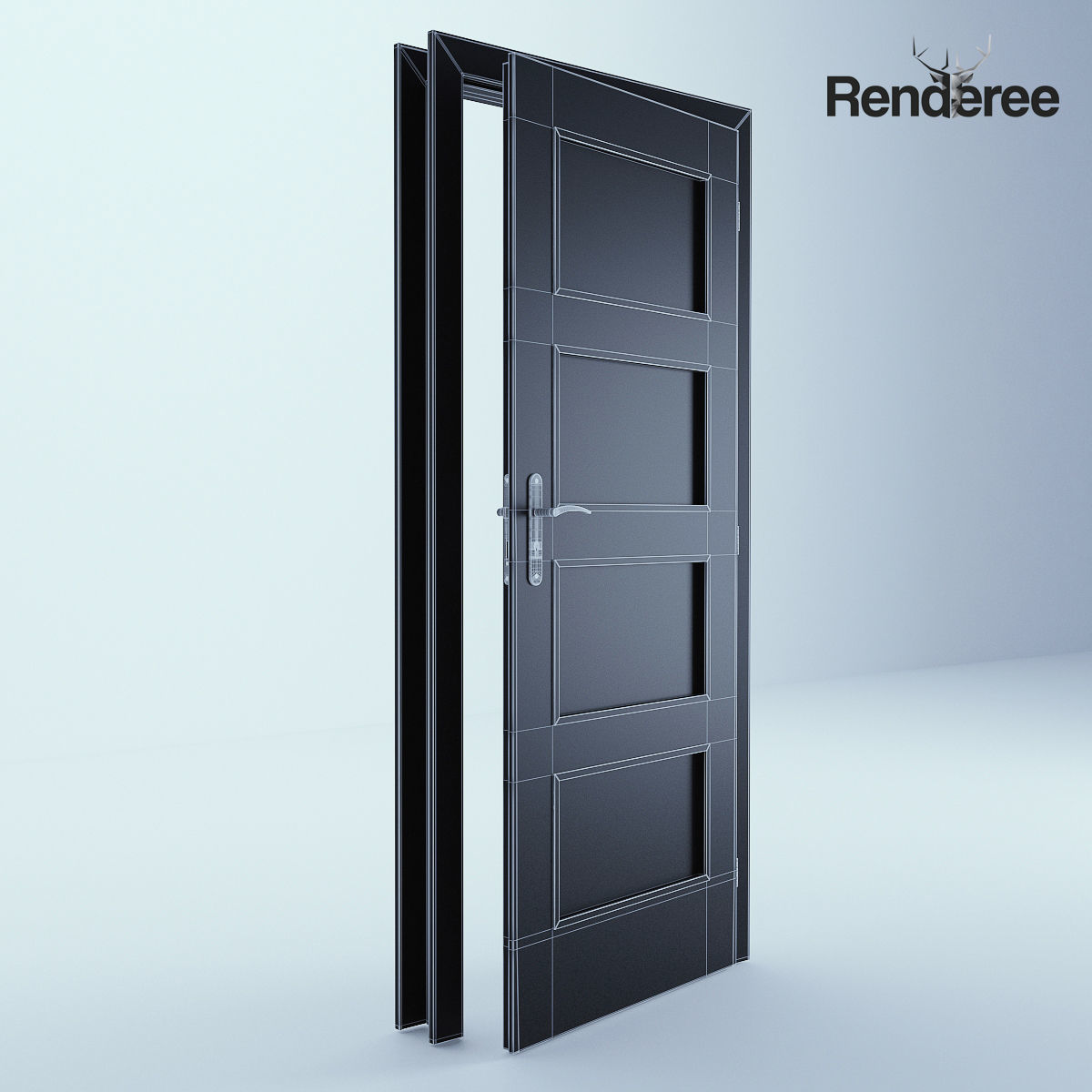 Indoor Outdoor White Door Set 3 3D model_51