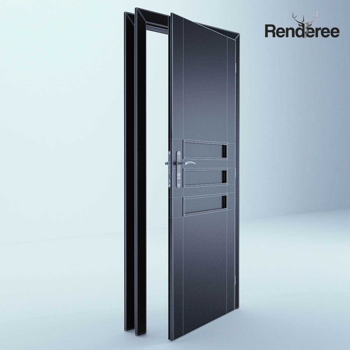 Indoor Outdoor White Door Set 3 3D model_36