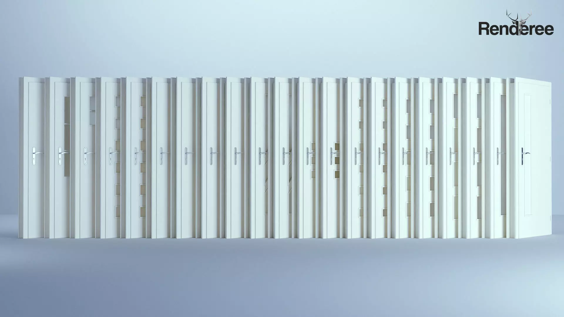 Indoor Outdoor White Door Set 3 3D model_0