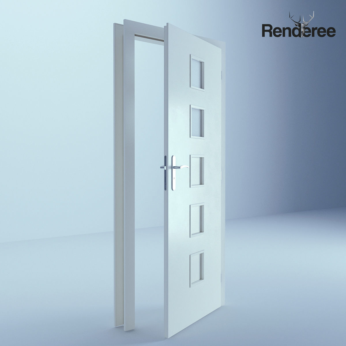 Indoor Outdoor White Door Set 3 3D model_17