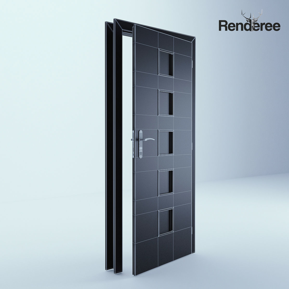 Indoor Outdoor White Door Set 3 3D model_18