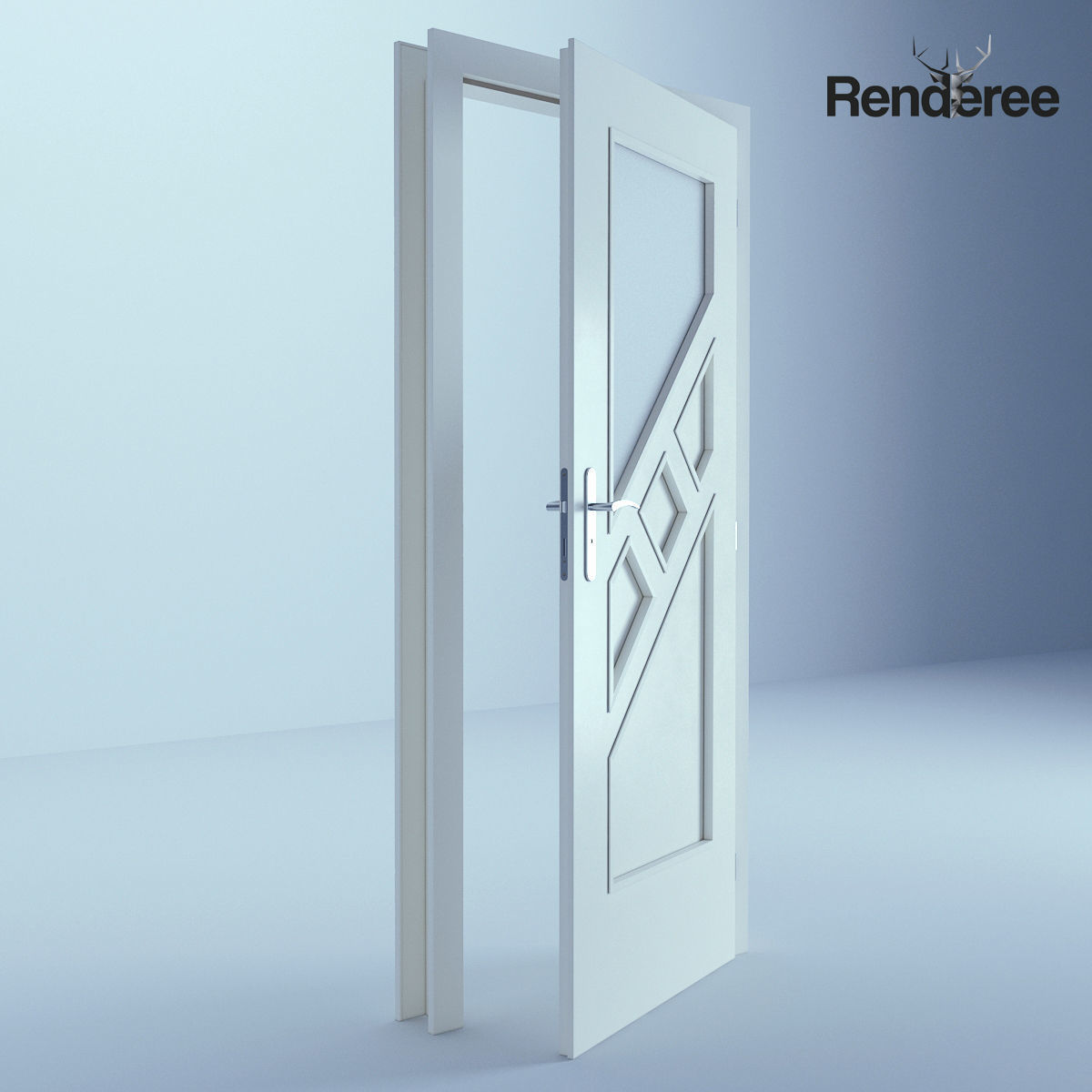 Indoor Outdoor White Door Set 3 3D model_26