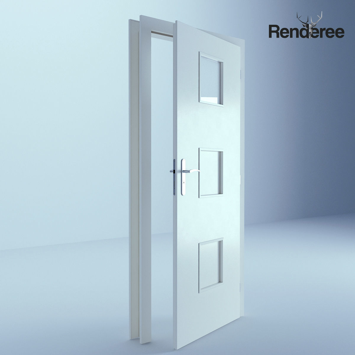 Indoor Outdoor White Door Set 3 3D model_23