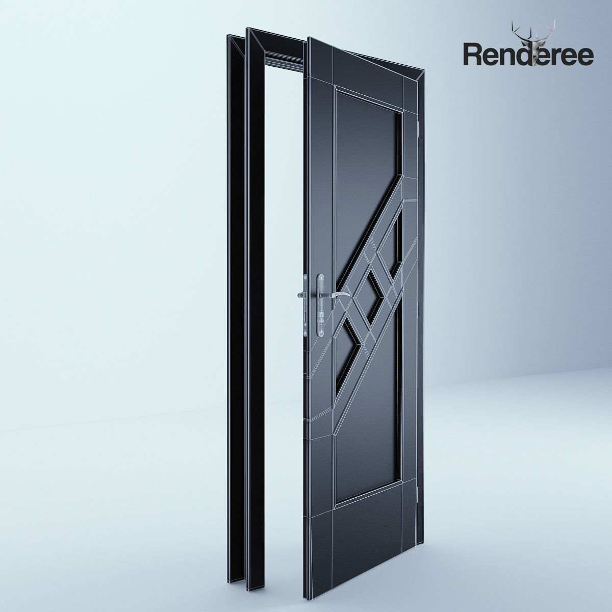 Indoor Outdoor White Door Set 3 3D model_30