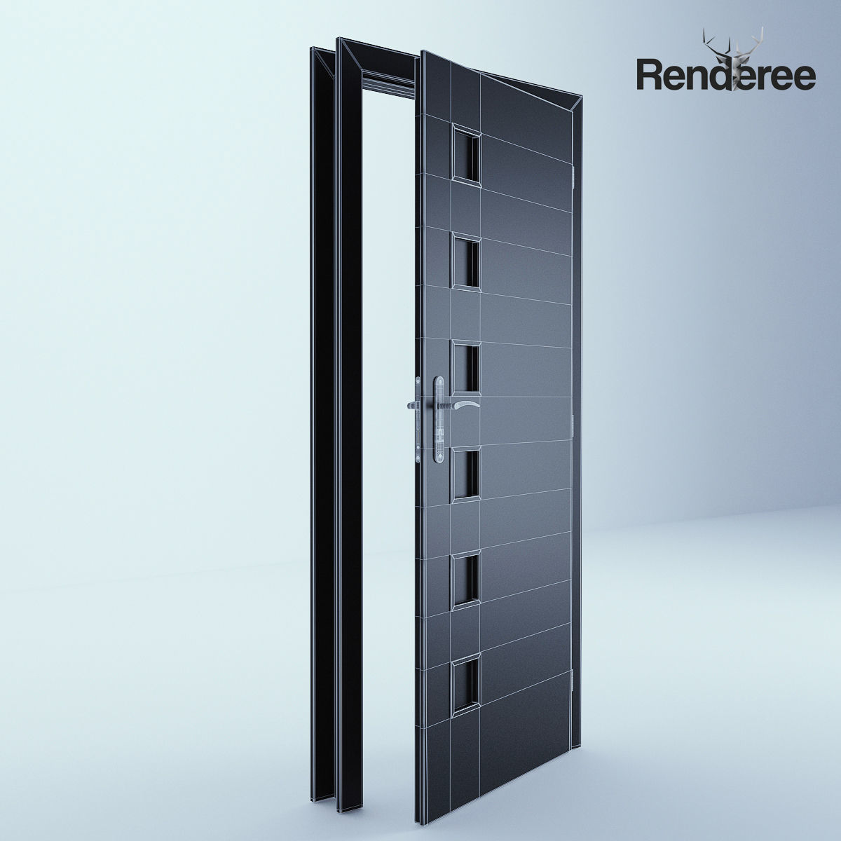 Indoor Outdoor White Door Set 3 3D model_15