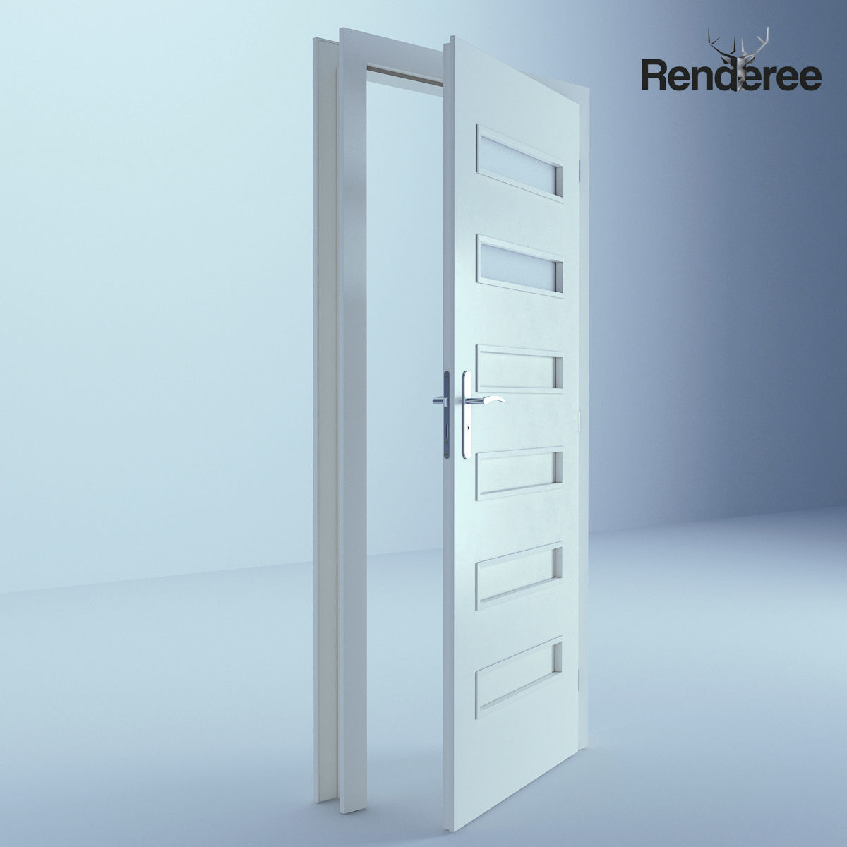 Indoor Outdoor White Door Set 3 3D model_38