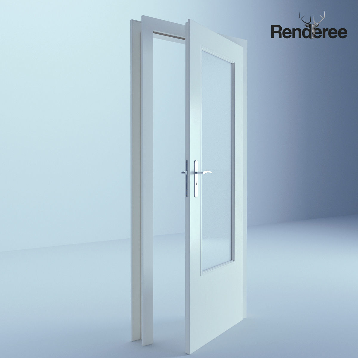 Indoor Outdoor White Door Set 3 3D model_5