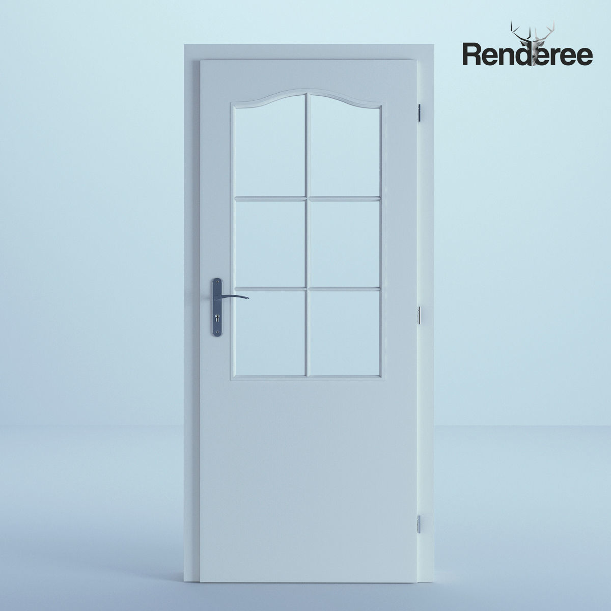 Indoor Outdoor White Door Set 3 3D model_7