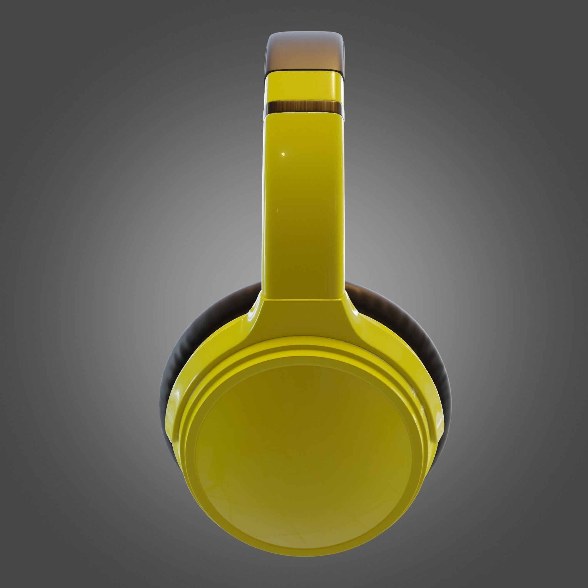 Headphone Yellow Subdivision Ready for Film Low-poly 3D model_7
