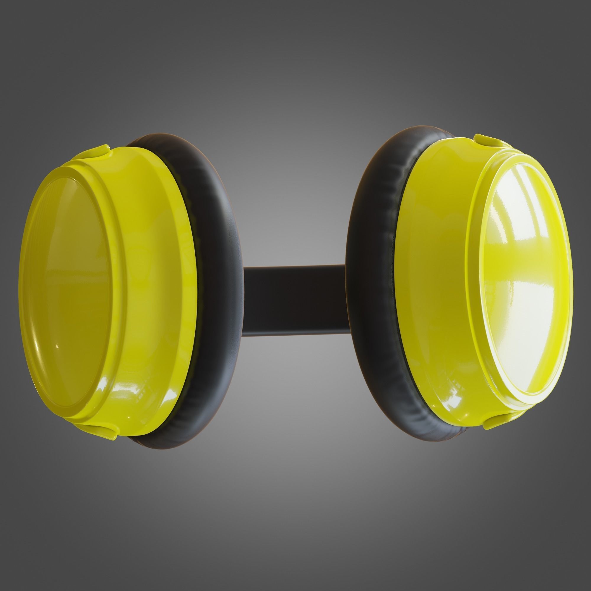 Headphone Yellow Subdivision Ready for Film Low-poly 3D model_10
