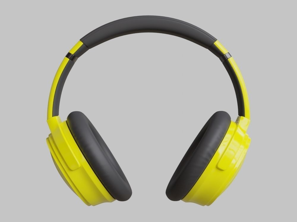 Headphone Yellow Subdivision Ready for Film Low-poly 3D model_4