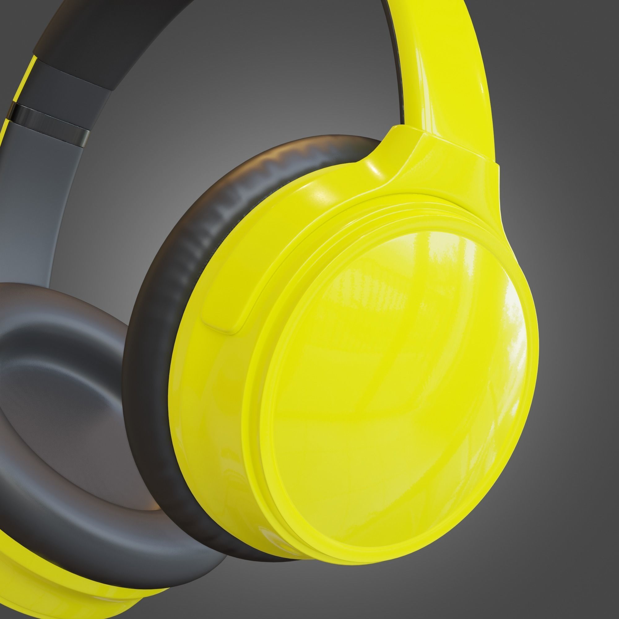Headphone Yellow Subdivision Ready for Film Low-poly 3D model_16