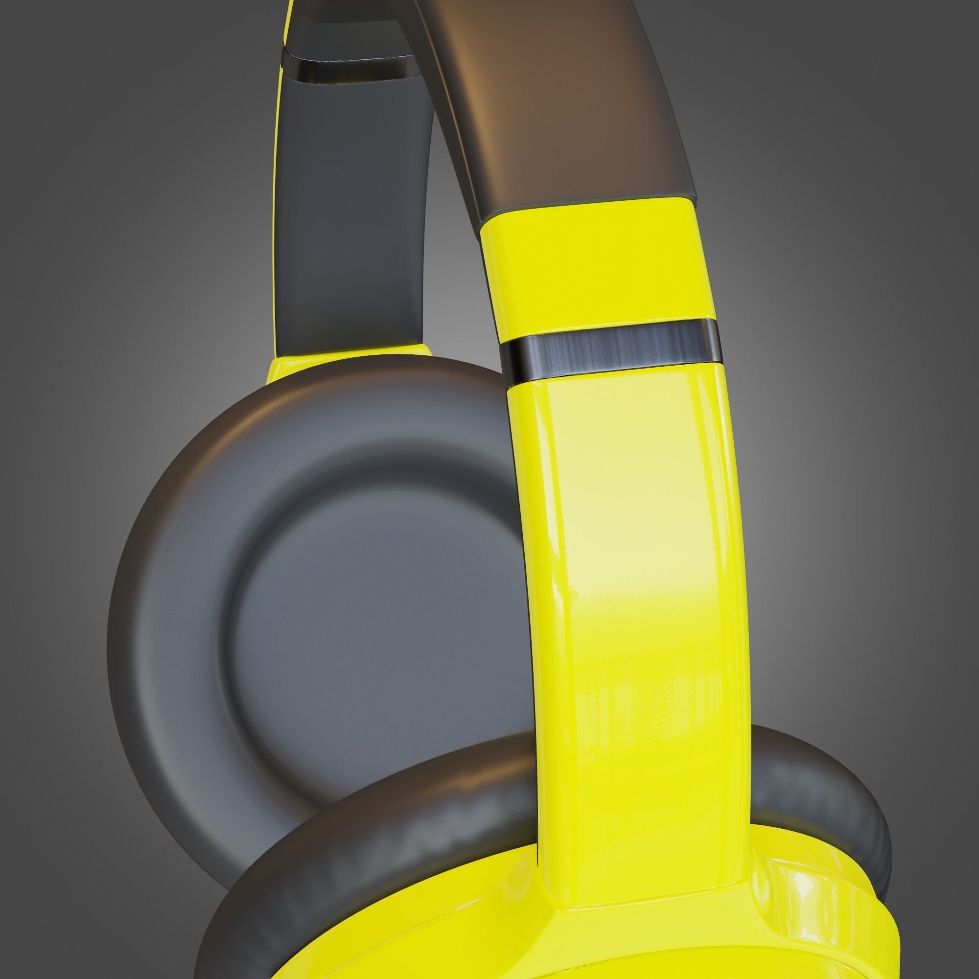Headphone Yellow Subdivision Ready for Film Low-poly 3D model_12