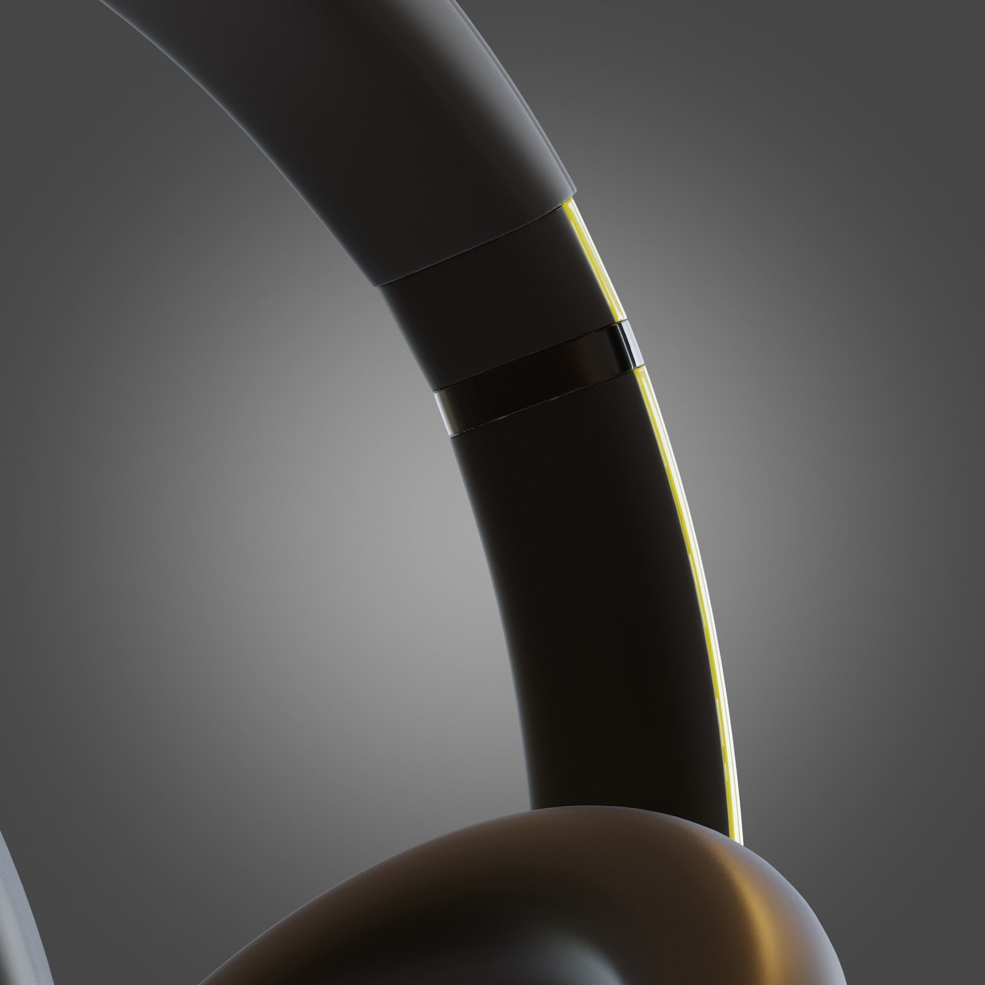 Headphone Yellow Subdivision Ready for Film Low-poly 3D model_15