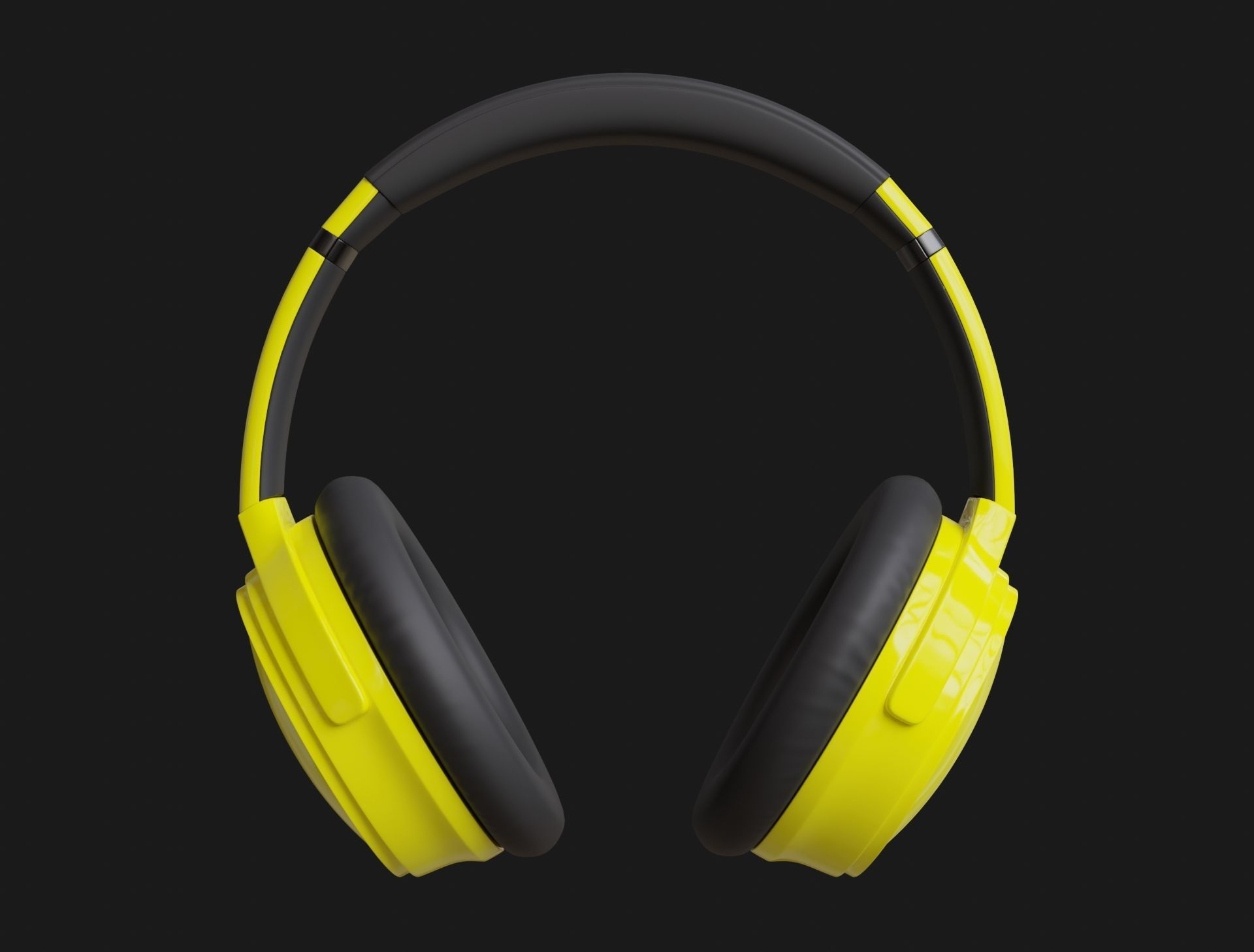 Headphone Yellow Subdivision Ready for Film Low-poly 3D model_3