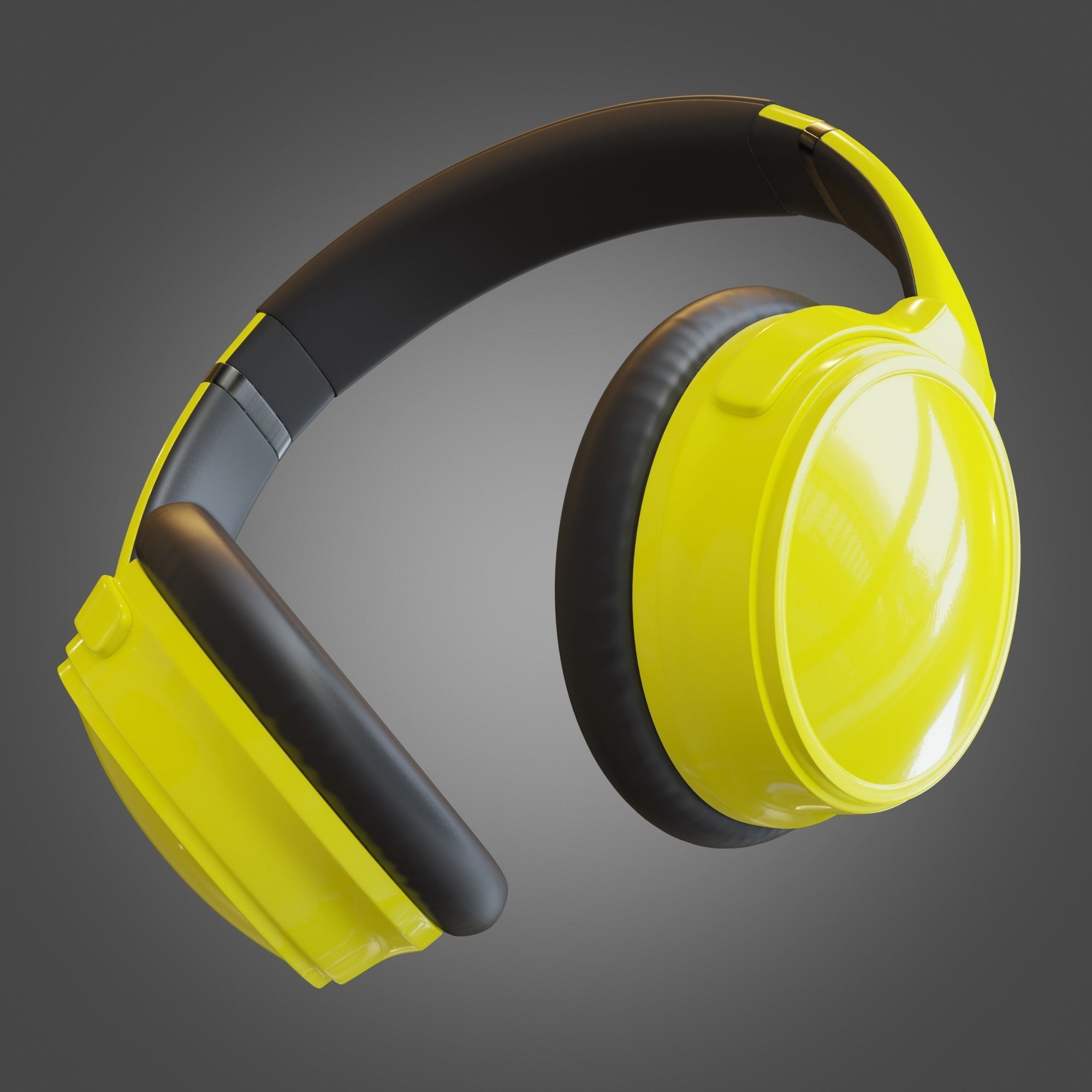 Headphone Yellow Subdivision Ready for Film Low-poly 3D model_9